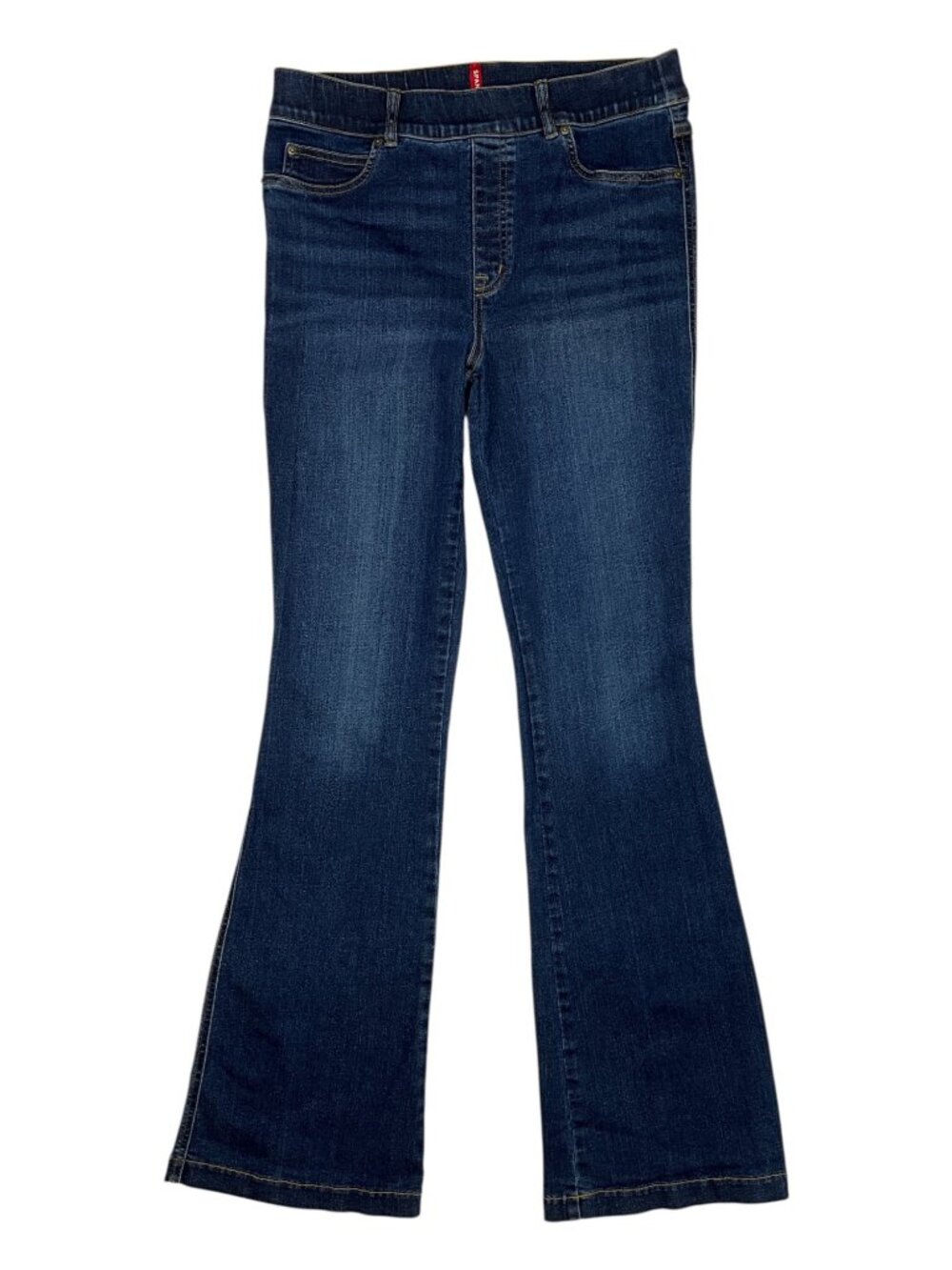 Spanx Flare Jeans L Blue High Rise Pull On Fit